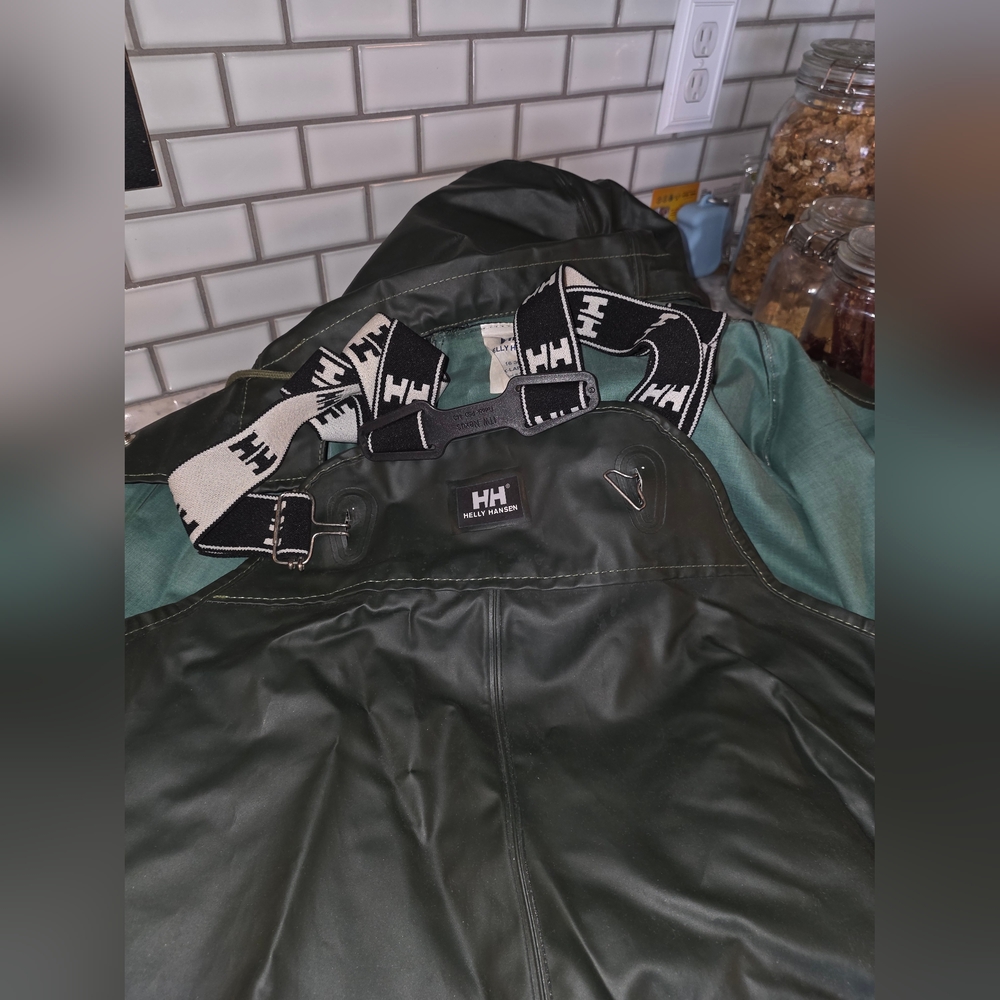 Helly Hansen Dark Green Waterproof Bib Overalls And Coat
